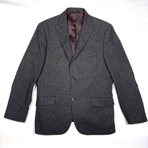 Banana Republic Wool Blend Tweed Herringbone Blazer Sport Coat w/Elbow Patch 44R - Picture 2 of 15